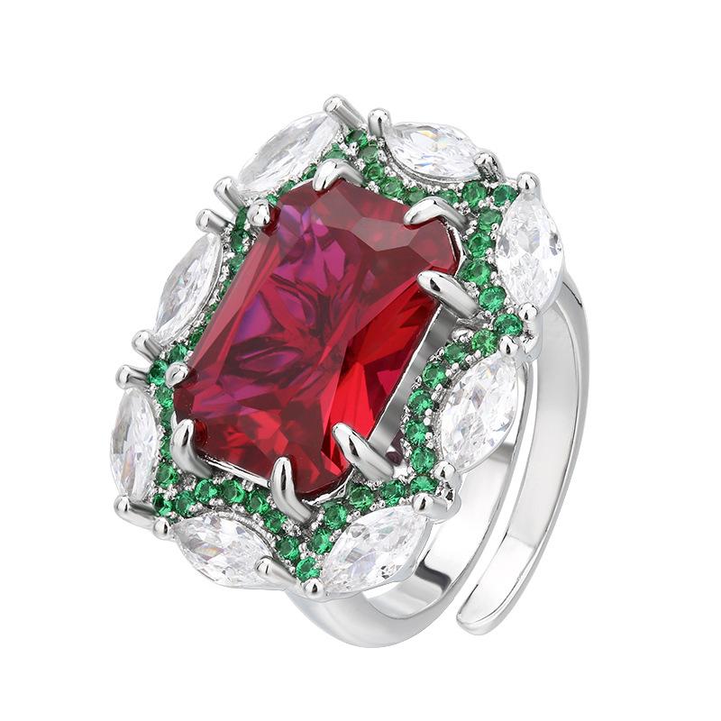 Style Jewelry Set Ruby Necklace Ring Earring Red Corundum Color Changing High-end Light Luxury Fashionable Ladies