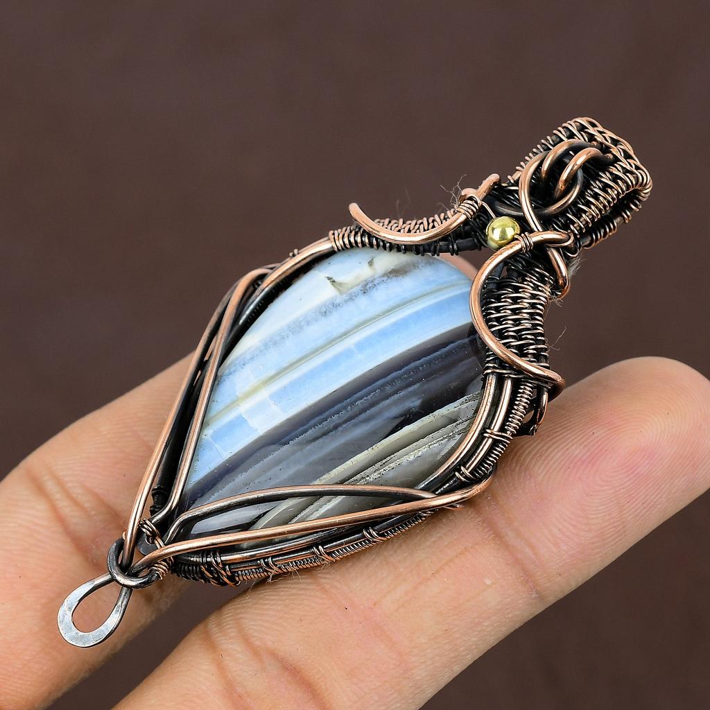 Owyhee Opal Handmade Copper Wire Wrap Pendant Gift Jewelry 2.35" P1D15