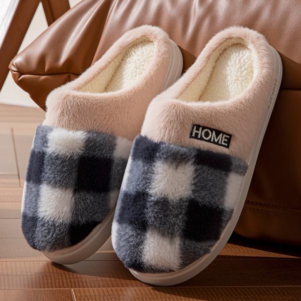 Cotton Slippers Home Autumn and Winter Couple Comfortable Platform Cotton Shoes Non-slip Piled Warm Wool Slippers Cotton Mop
