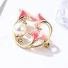 Fashion Oil Drop Alloy Trumpet Flower Pearl Brooch Female Anti-glare Pin Accessories Exquisite Hypoallergenic Luxury Enamel Brooch Long-Lasting Color