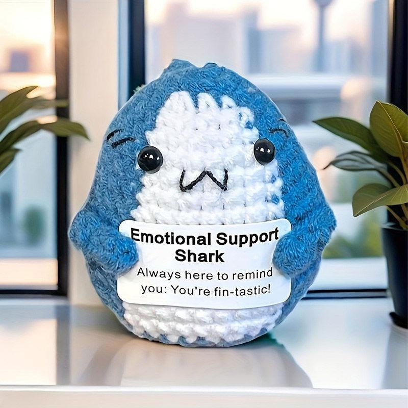 New Positive Energy Goose Hug Pocket Mini Handmade Plush Wool Knitting Doll with Card Funny Christams Gift Home Room Decoration