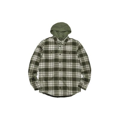 SB Flanelowa Skateboardowa Kurtka z Kapturem w Kratę w Bloku Kolorów Męska Odzież Wierzchnia Oliwkowozielona CK5318-222