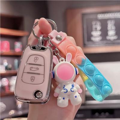 Car Key Case Cover with Cute Rabbit Lanyard For Hyundai I10 I20 Ix20 I30 Ix35 for Kia Ceed Soul Sportage Venga