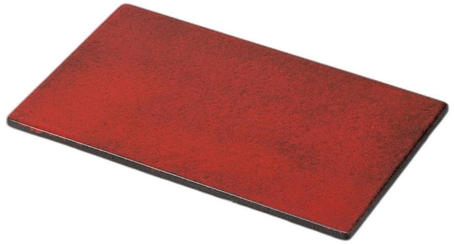 Red and Black Charcoal Rectangular Plate X X Appetizer Reinforced Setomonohonpo Three-Legged [28 17.6 2.4cm] Plate, Porcelain,