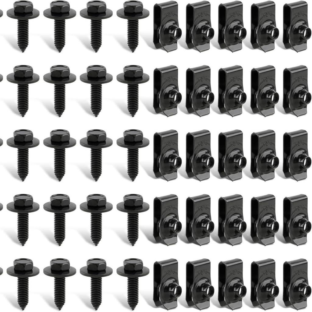 Hex Head Bolt & Washer with M6 U-Nut Clip for Car Engine Undershield