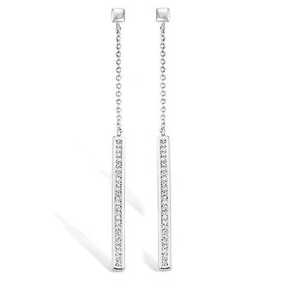 [L7433] - Silver Earrings 'Sissi' Silver White (rhodium-plated) - 60x3 Mm