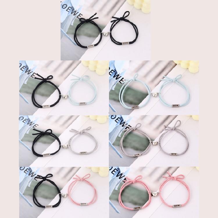 2 Pieces Mutual Attraction BFF Bracelet Distance Adjustable Wristband for BFF