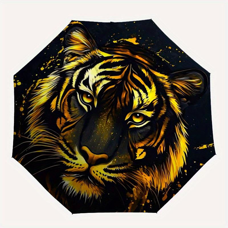 

1pc Tiger Face Automatic Opening/closing Umbrella with Auto Open/Close, Windproof, Foldable Sunshade yy250811116