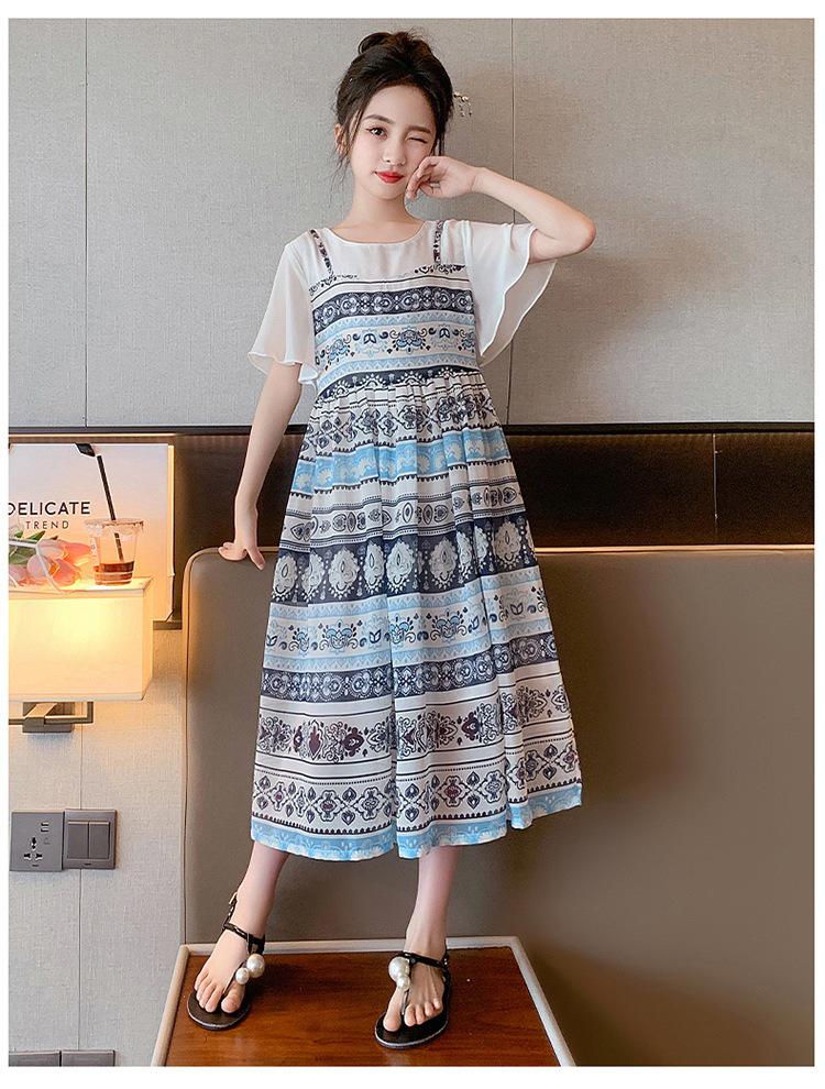 Sommermode für Mädchen: Neuer Stil Zweiteiliges Träger-Prinzessinnenkleid