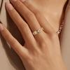 BAMOER 925 Silver Lucky Clover Moissanite Ring, Gold Plated D Color Round Cut Wide Band Ring for Women Wedding Gift