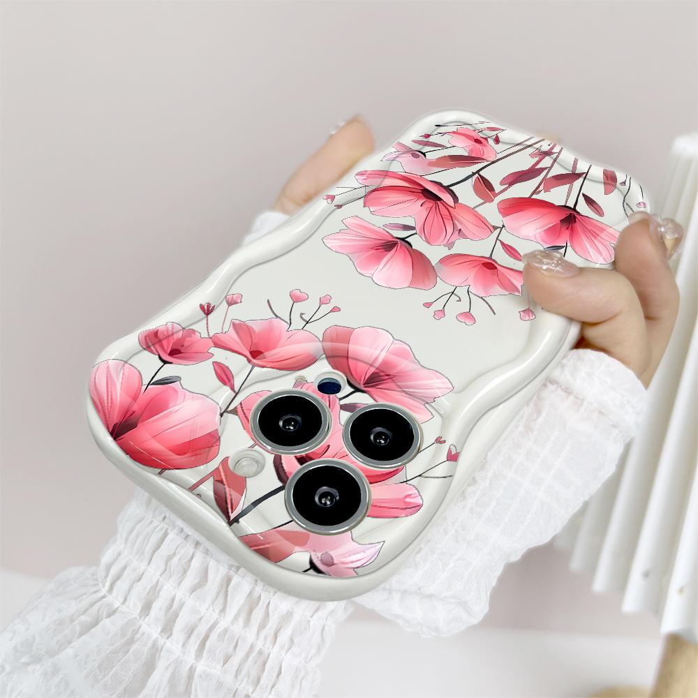 Cartoon Pattern Cream Texture Casing Wavy Edge Soft Silicone Cover Phone Case for IPhone Samsung Huawei Honor Xiaomi Redmi Infinix Tecno