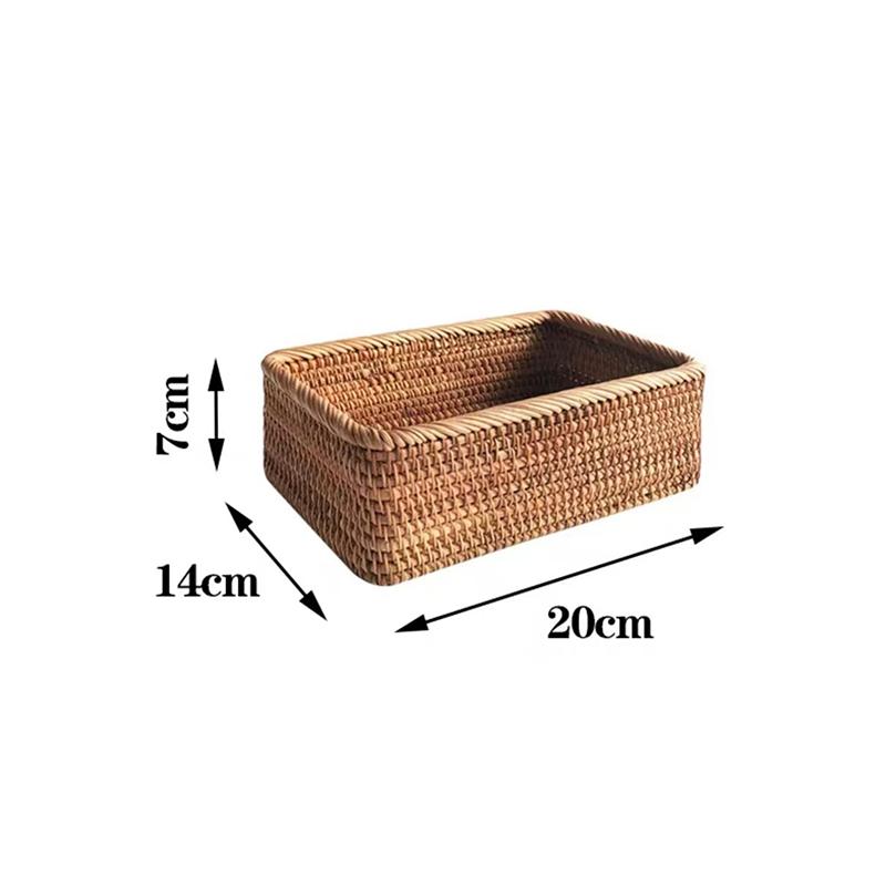 

3 Sizes Rectangular Rattan Storage Woven Nesting Baskets Handmade Wicker Baskets For Decor Fruit Tray And Snack Storage Box