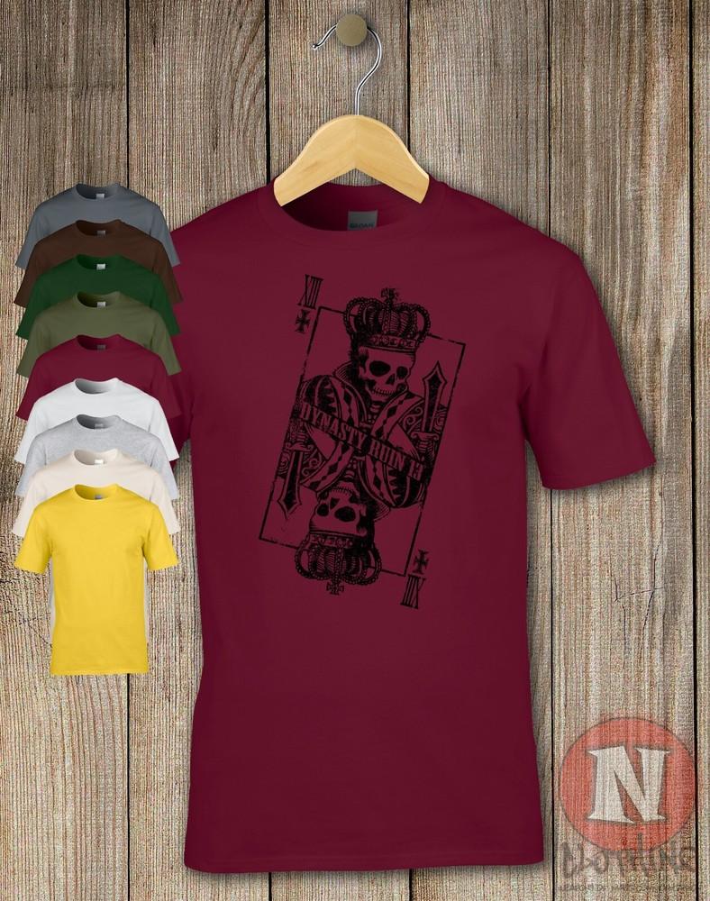 Grunge Skeleton Playing Card T-shirt Tattoo Festival Wear Cool Tee