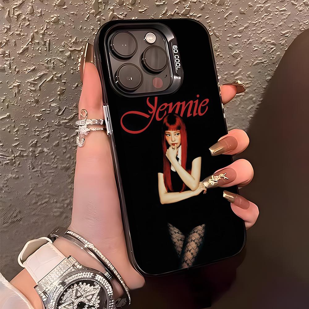 Funda de Teléfono de la Cantante J-jennie Para IPhone17 Air 16 15 14 Plus 13 12 11 Pro XS Max Funda con Parachoques Plateada Negra