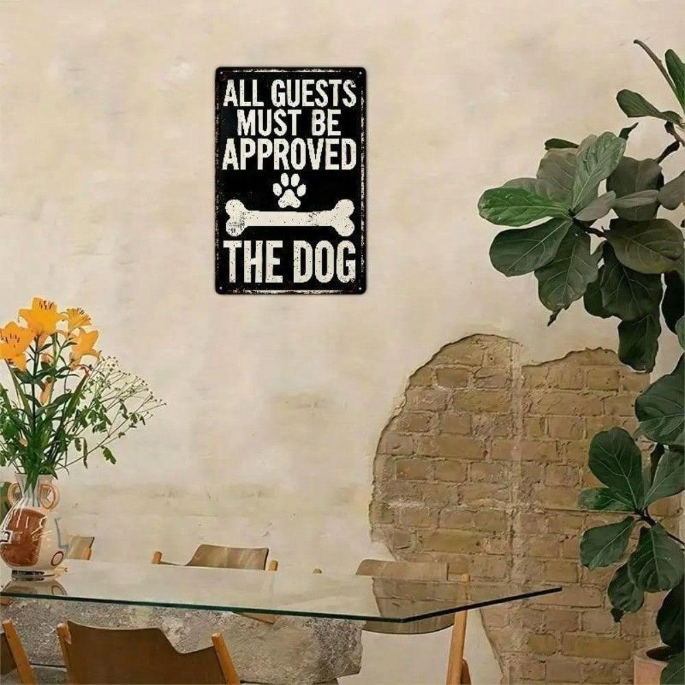 Metal Poster Wall Art, Custom Metal Sign for Entryway, Funny Dog Permission Sign, Home Decor
