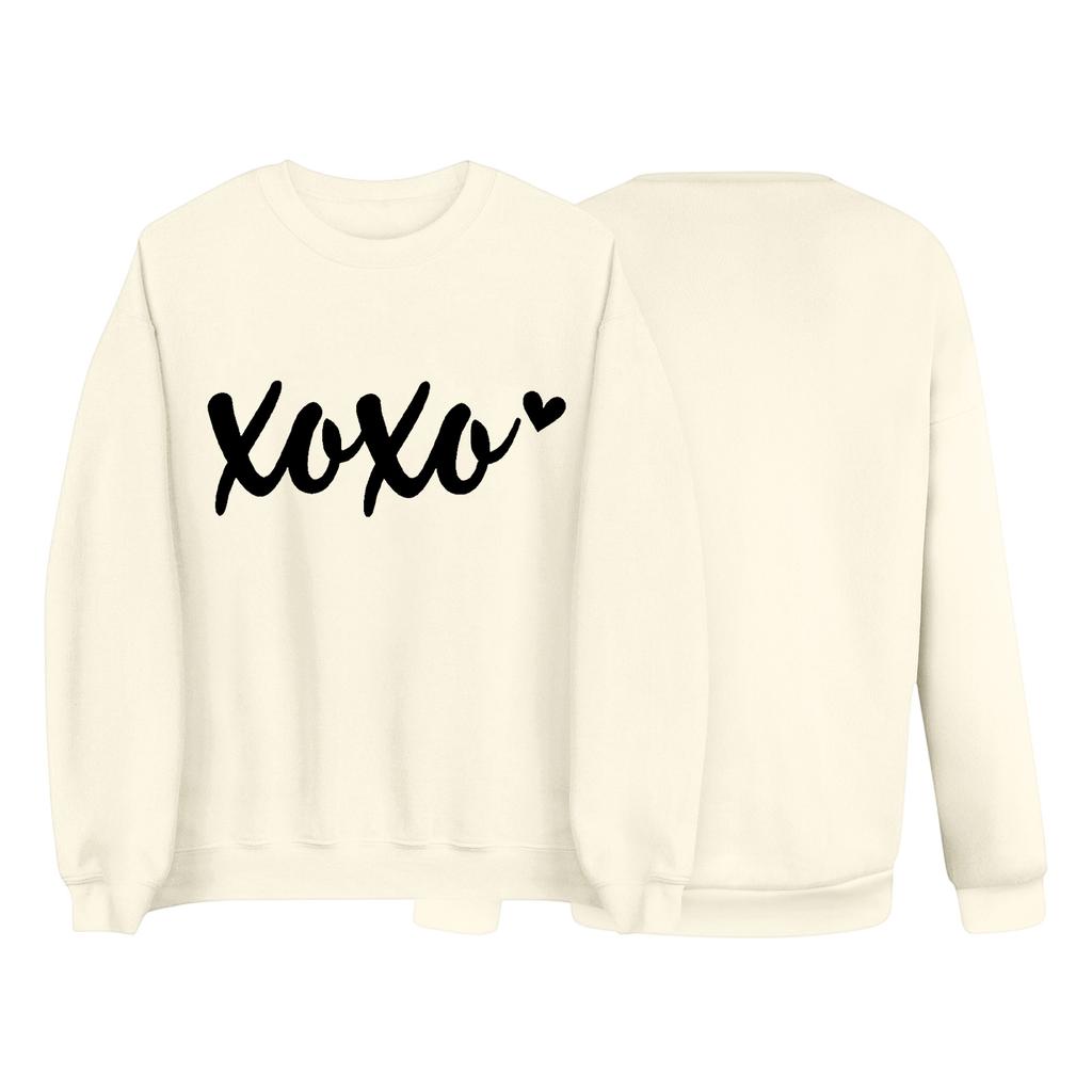 Women's Fashion Round Neck Long Sleeve Solid Color Letter Top Sweatshirt