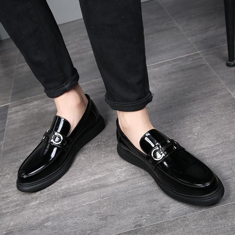 Pointed Patent Leather Casual Men'S Shoes Overfoot Lazy Leather Shoes British Glossy Business Shoes Model 9201-X