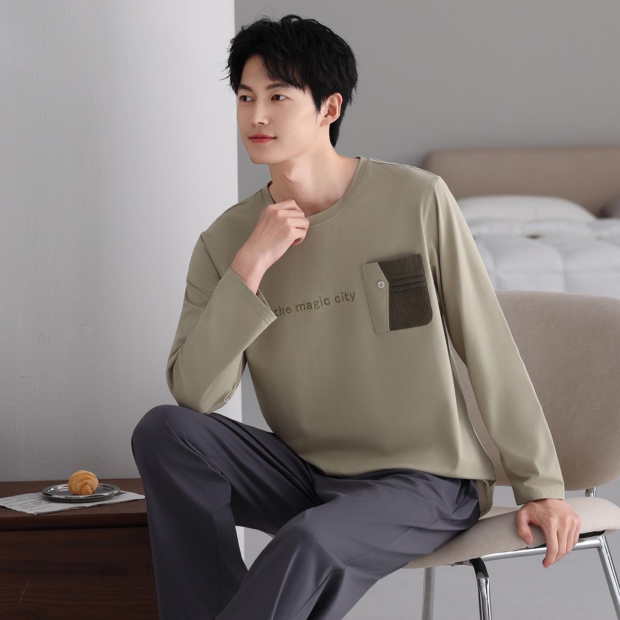 

Мужской пижамный комплект с длинным рукавом из лайкры и хлопка – Осенняя коллекция 2025 XXL (Height 175-180cm, Weight 160-180kg)