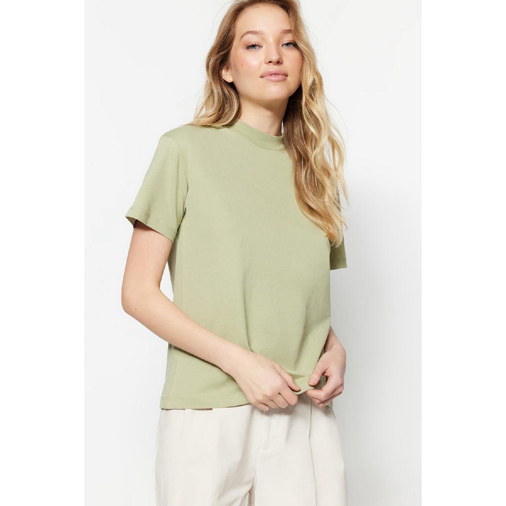 Weiß-schwarzes 2er-Pack Basic-Strick-T-Shirt mit Stehkragen aus 100 % Baumwolle Twoss20ts1500