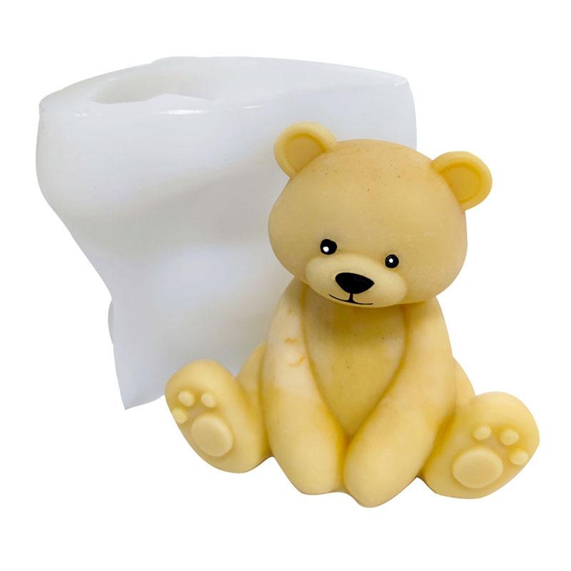 3D Sitting Bear Candle Mold DIY Aromatherapy Soap Plaster Making Mould Fondant Chocolate Cake Tools Ornaments Silicone Molds