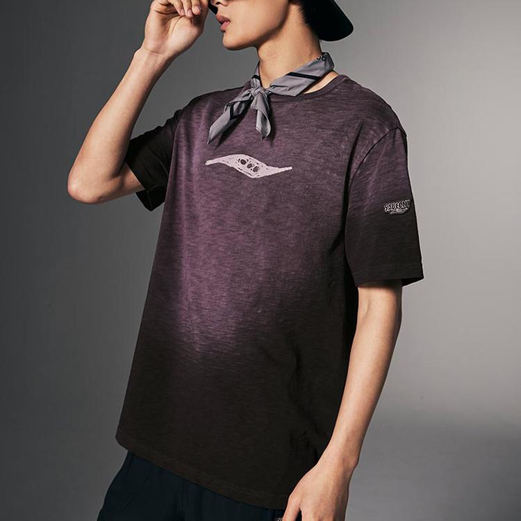 SAUCONY X Nathan Bell Collaboration Round Neck Pullover Fashion Short Sleeve T-Shirt Men T-Shirts Crimson Coffee SA3259ST15C-CO086