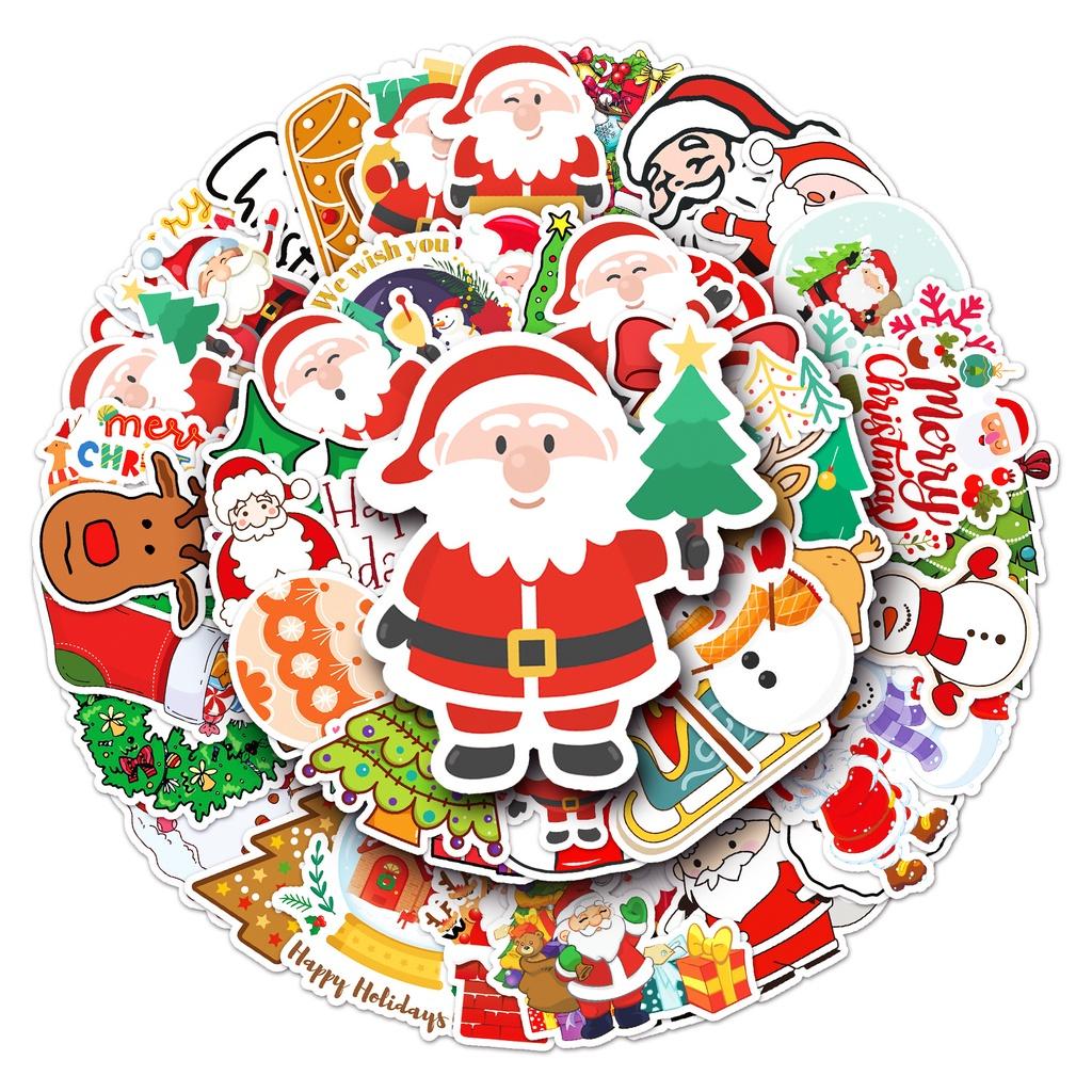 50pcs Christmas Stickers, Waterproof, Self Adhesive, for Water Bottles, Ipad, Skateboard, Luggage, Phone