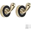Wall Hook 2 Pieces In Golden Zinc Alloy & Black Leather — Round Hook 35 Mm X 38 Mm, Waterproof Rustproof