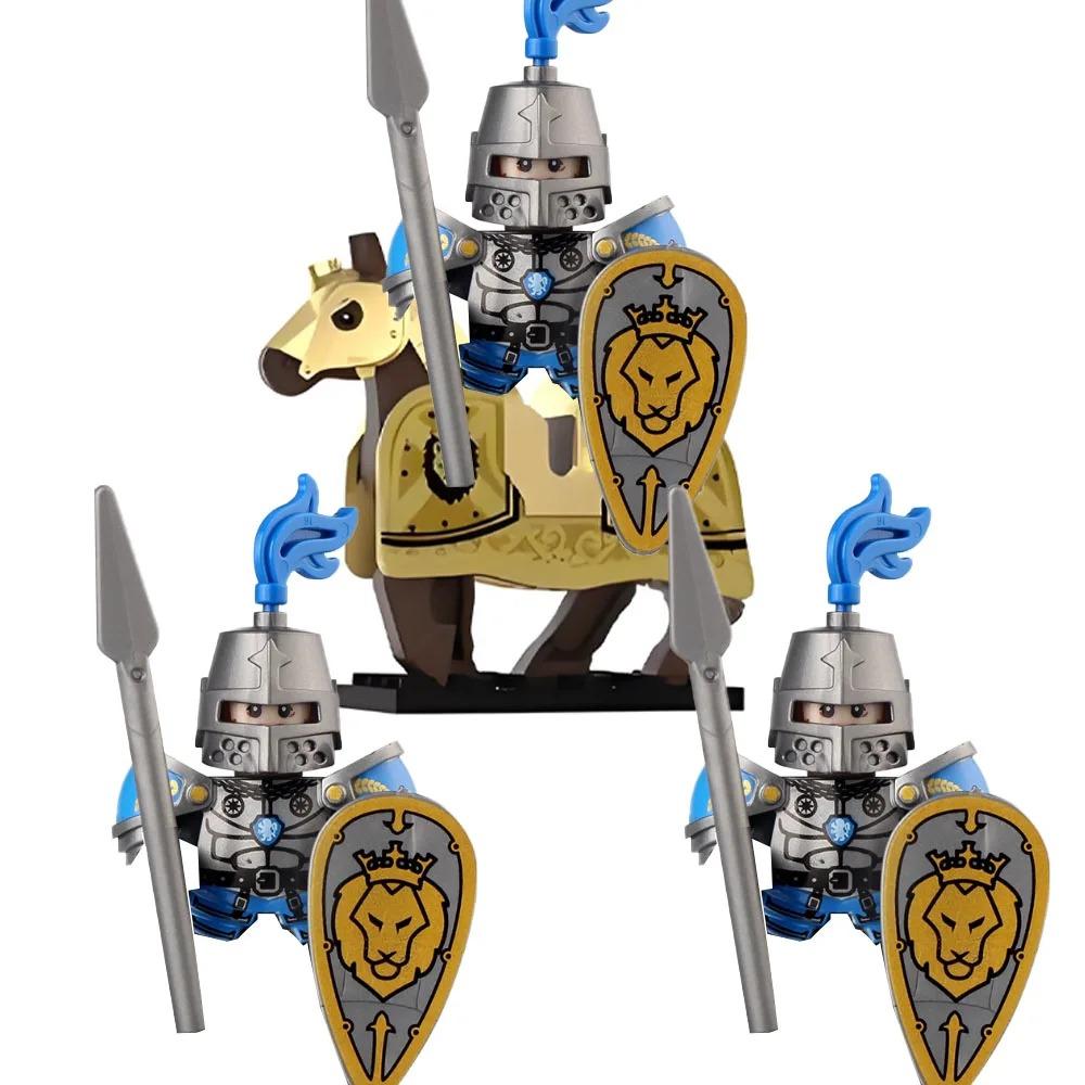 MOC Building Blocks Medieval Character Accessories Warhorses Militiamen Dragons Castles Knights Brick Gifts Toy Helmets Shields