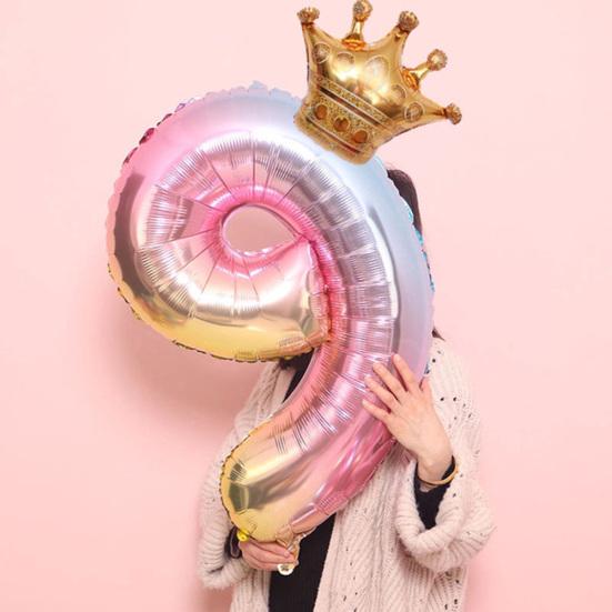 32inch 0-9 Number Crown Aluminum Film Balloon Birthday Party Wedding Supplies