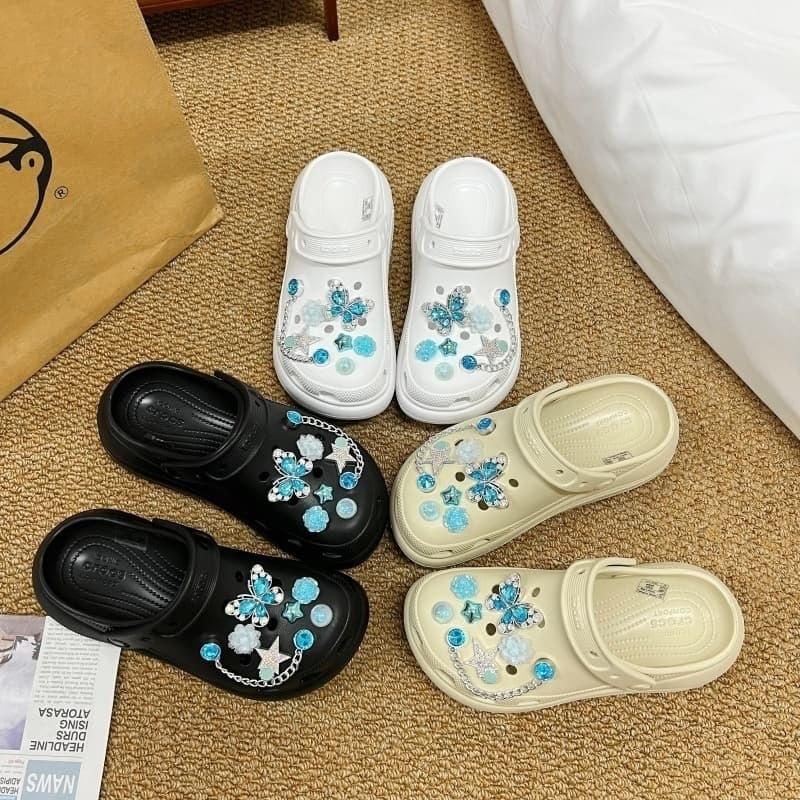 Butterfly Fashion Shoe Accessory Set, Decorative Shoe Buckles, Removable, Suitable for Sandals and Flip-flops.