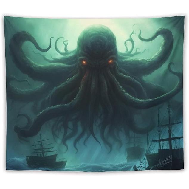 KUYT Dead Cthulhu Waits Dreaming Tapestry Wall Tapestry Tapestries Wall Decoration Tapestry for Bedroom Dorm Room Home Decor 50 x60 60L  x 50W