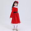 Santa Suit Christmas Santa Clauses Costume for Kids Girls Santa Costume Outfits Bow Headband + Glitter Tutu Dress