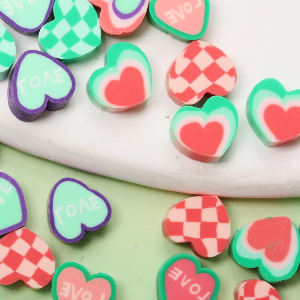 for Jewelry Making Loose Beads Creative Soft Pottery Love Mixed Beads Heart Shaped DIY Material 10pcs Decorations