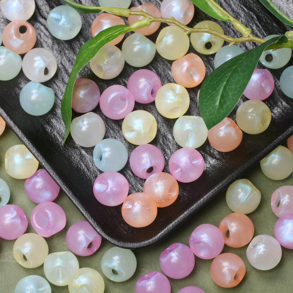 10pcs DIY Handmade Materials Necklaces Jewelry Marking Beads Lustrous for Earrings Loose Beads Round Bbeads Slant Hole