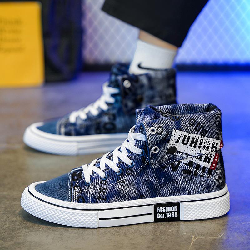 2024 Summer High Top Canvas Shoes Korean Edition Men's Shoes Trendy Student Shoes Board Shoes Breathable Versatile Shoes