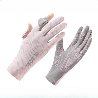Guantes de Ciclismo para Hombres y Mujeres Verano Finos de Seda de Hielo Transpirables Pantalla Táctil Conducir Pesca Antideslizantes Flip Dos Dedos Protección Solar