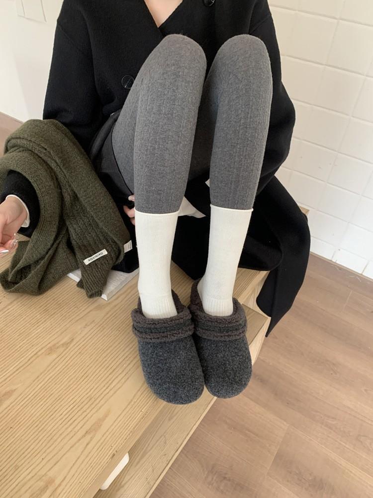 

Inner height increase two wear velvet Birkenstocks women s autumn and winter warm thick-soled bag head half-towed cotton slippers 40 темно-сірий
