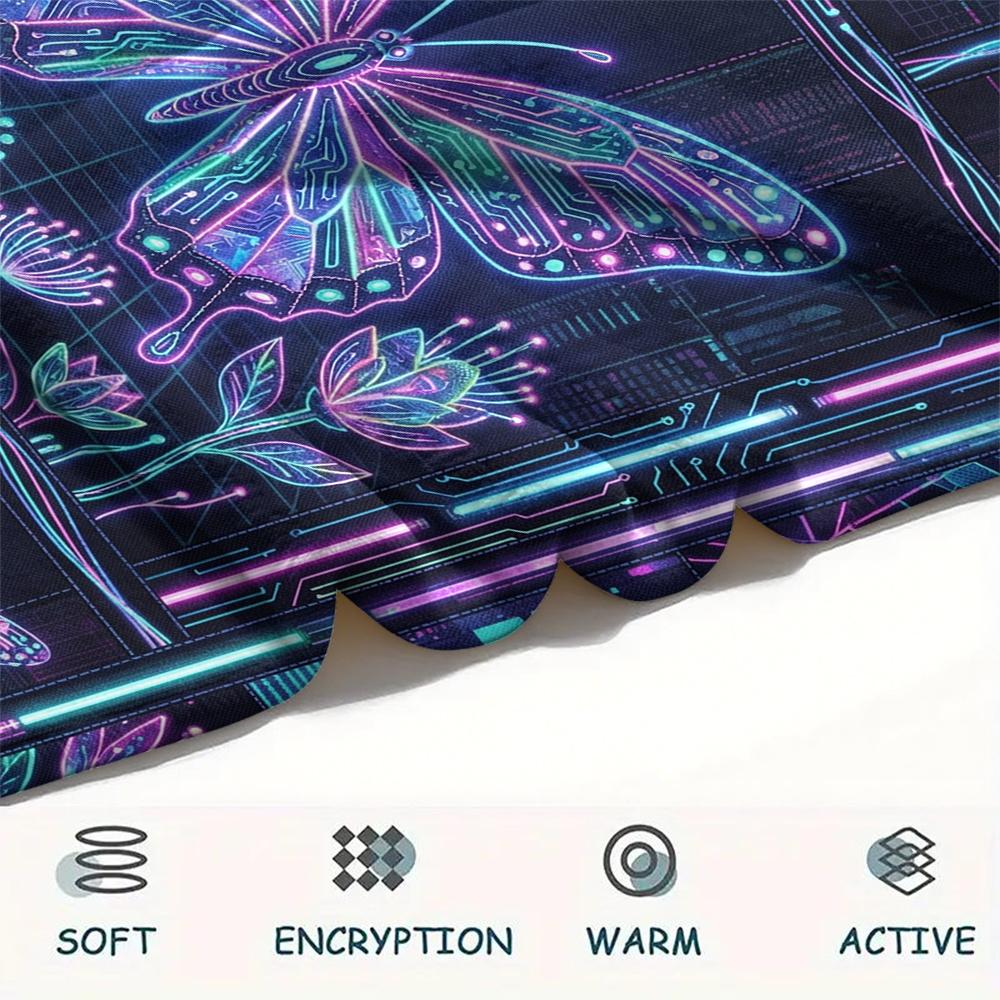 Butterfly Decoration Print Flannel Blanket, High Quality Comfortable for All Seasons, Home Decor, Warmth and Comfort, Perfect for Christmas Gifts19