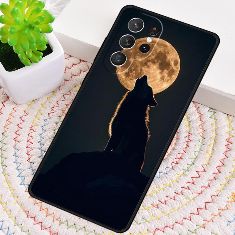 Moon Roaring Wolf Print Silicone Phone Case For Samsung Galaxy Note 10 Pro S26 S25 S24 S23 S22 S21 Plus S25Ultra Capa Cover