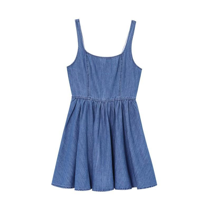 European American Women s Clothing Summer Fashionable Trumpet Skirt Denim Dress XS синий
