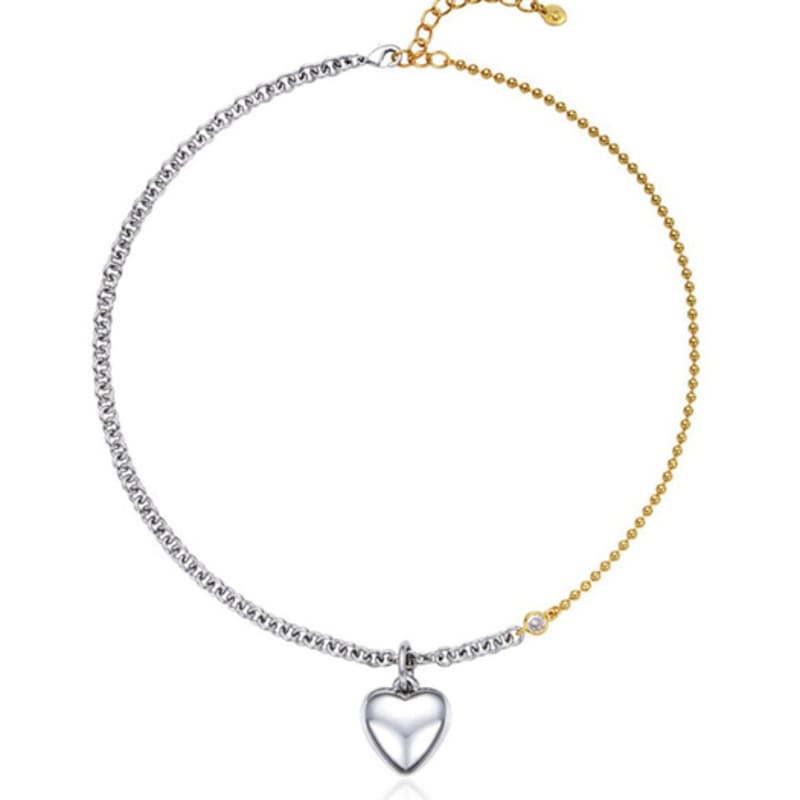 Ozel Bold Layered Combi Heart Pendant Necklace PB115N