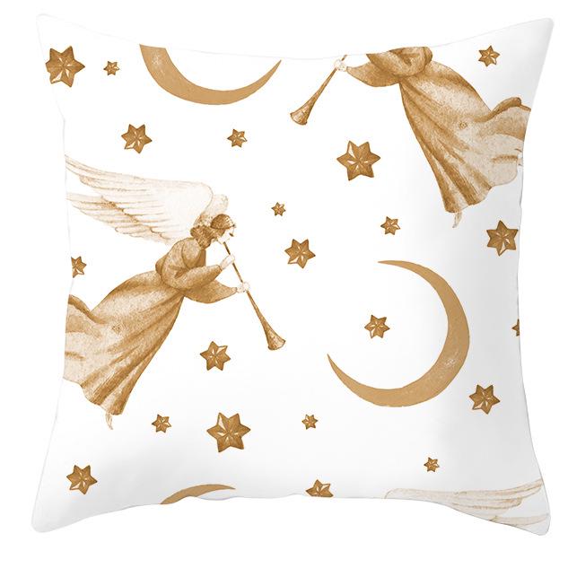 New Christmas Golden Snowflake Peach Leather Velvet Pillowcase Home Sofa Pillow Cushion Cover
