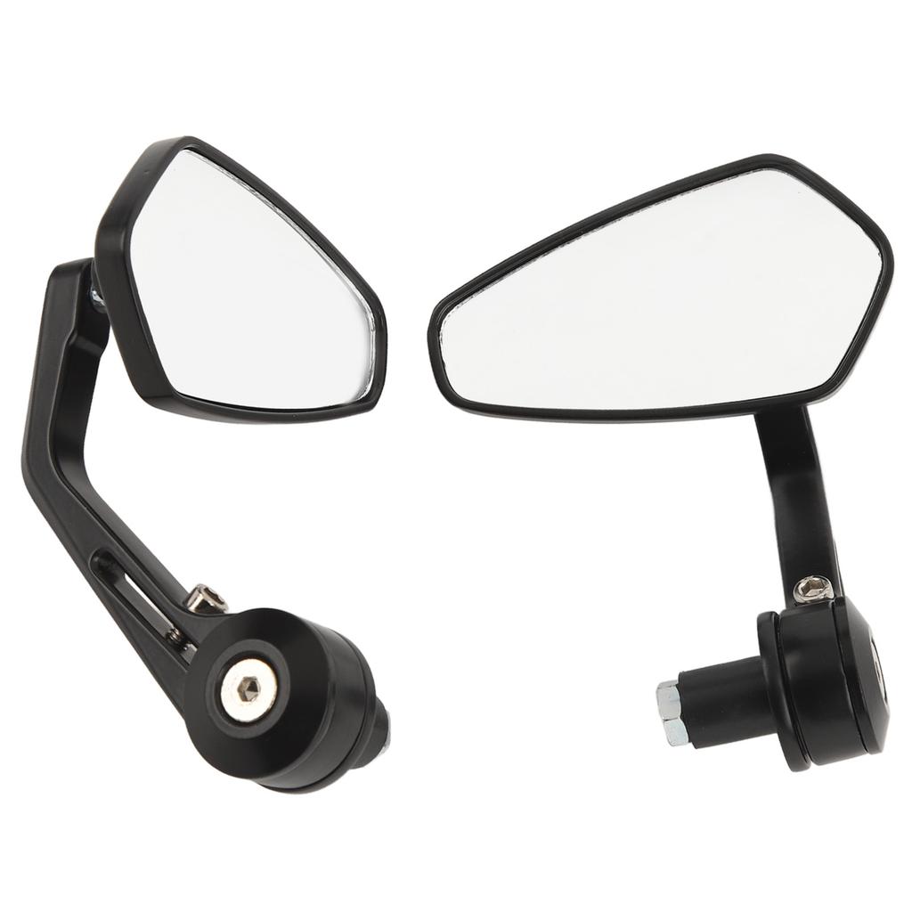 2Pcs Motorcycle Rear View Mirror Black Left And Right Pentagon Shaped Handlebar Side Mirror