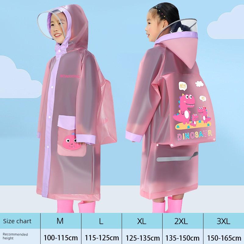 Children's Raincoat Girls' Primary School Baby Boys' Waterproof School Clothes Cartoon Cute Poncho with Backpack