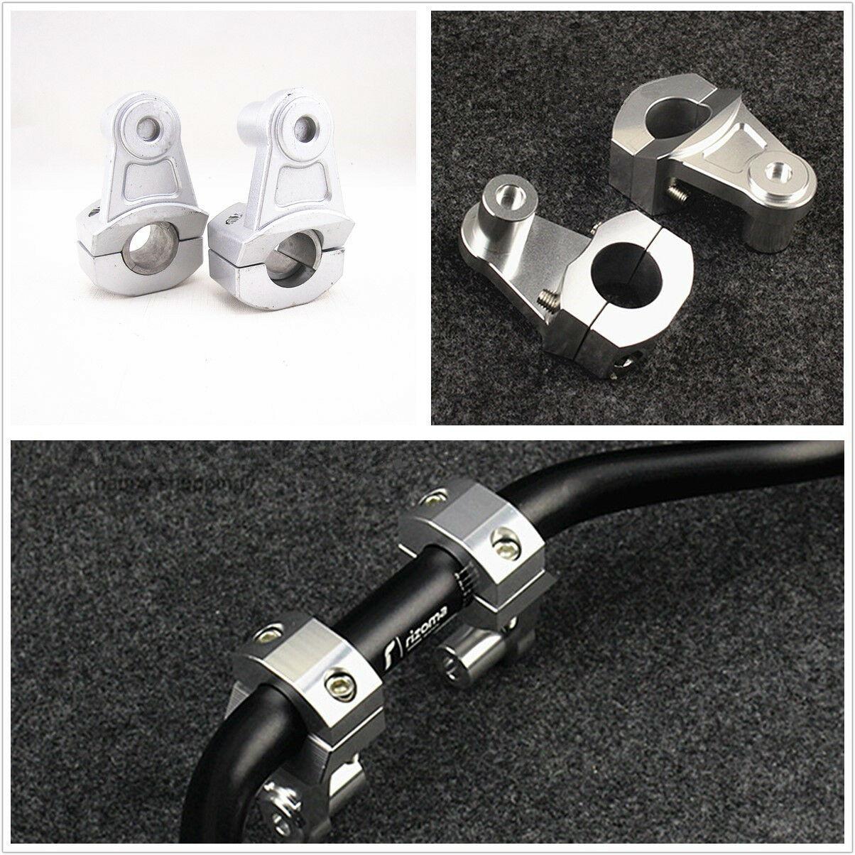 

2XSilver Fat Bar Mount Clamps Riser for Dirt Bike Motocycle 7/8 22mm Handle Bar