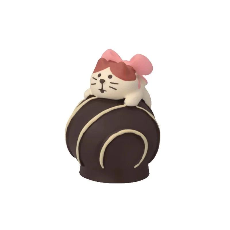 1pc Cat Scene Ornaments Valentine's Day Gifts Chocolate Food and Entertainment INS Strawberry Bread Decoration Resin Ornaments