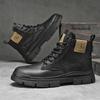 Fashion 2025 Winter Leather Mens Boots Fashion Thick Bottom Lace-up Casual Men's Work Shoes New Design Warm Black Ankle Boots Male