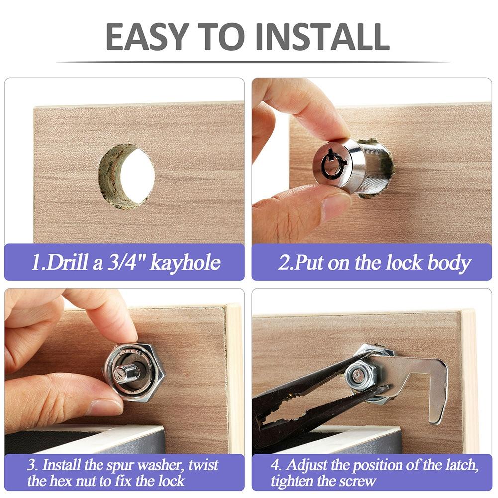 +Keys Cam Locks 90 Degree Cupboard Drawer For Cabinet