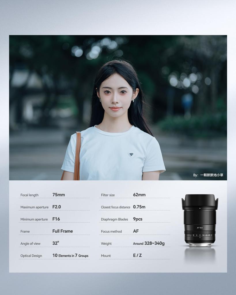 TTArtisan AF 75mm F2 Prime Lens Award Sony Medium Large Mirrorless Camera Lens for Landscape and Portrait Meisho Optical E-Mount Full-Frame (DGP