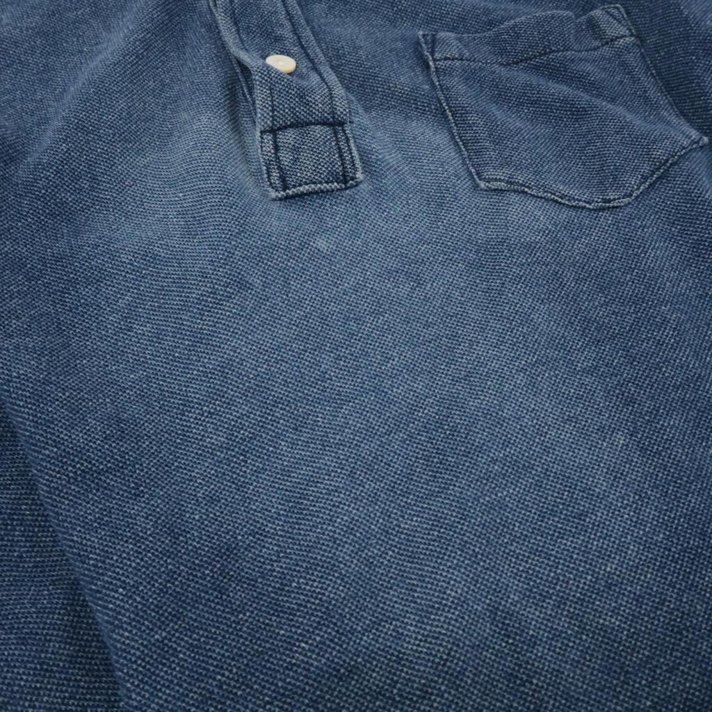 RRL Indigo Cotton Polo Shirt tops M IndigoUsed